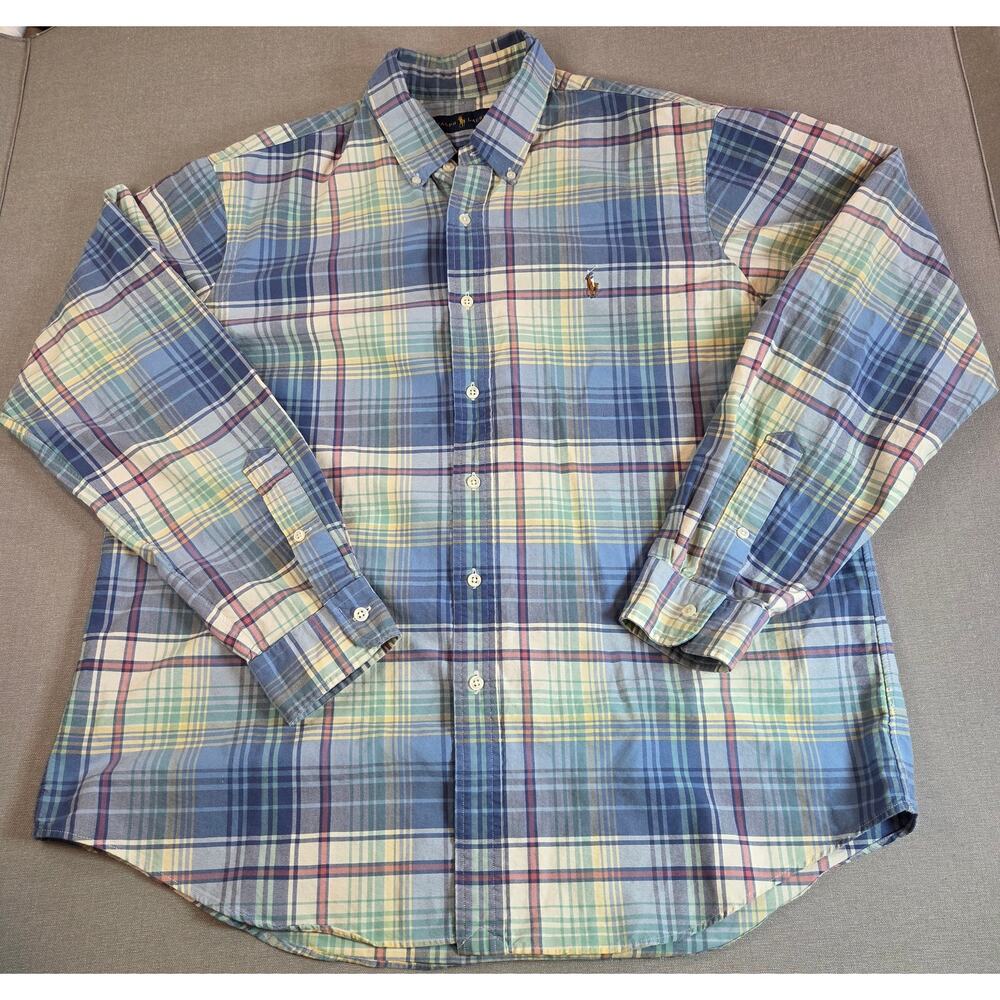 Ralph Lauren Plaid Button Down Shirt XL Cotton Classic Fit Pony Logo
